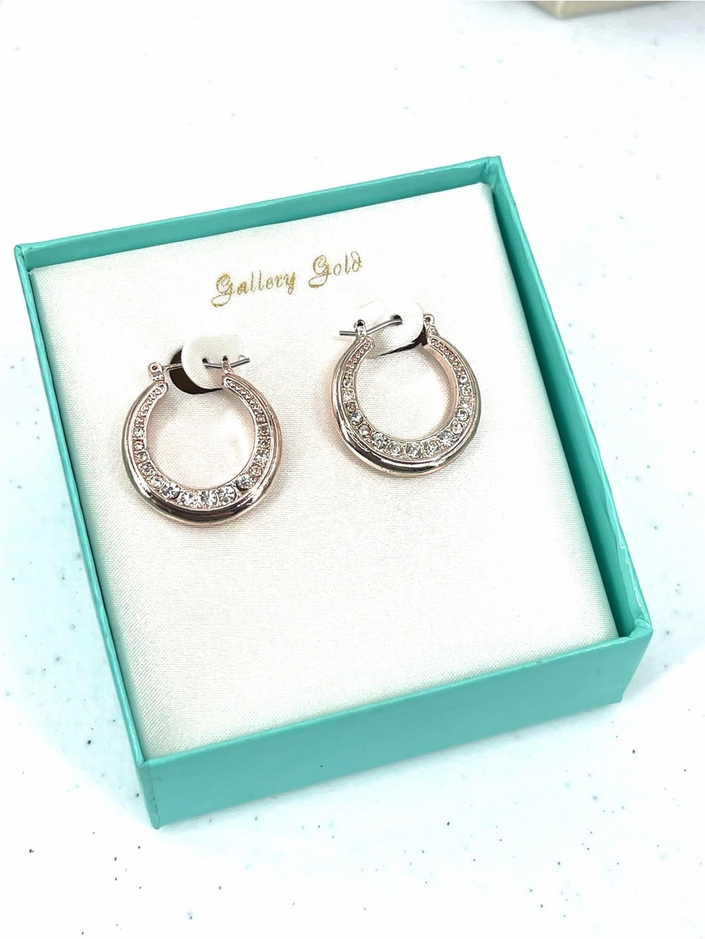 Sears nwt faux diamond stones tear inlay hoop earrings